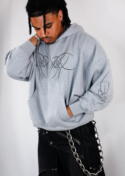 Sweat à capuche Gris Chiné Design Tribal
