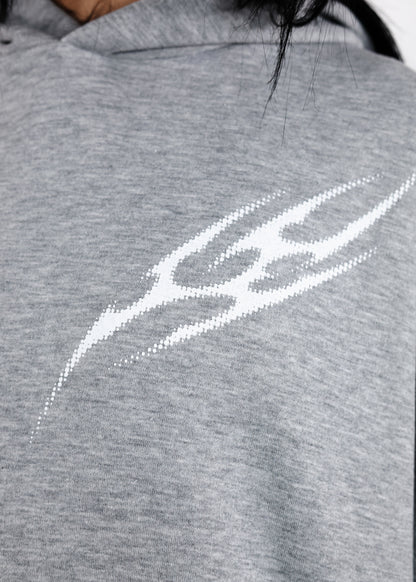 Sweat à Capuche Gris Chiné Design Tribal Dot Pattern