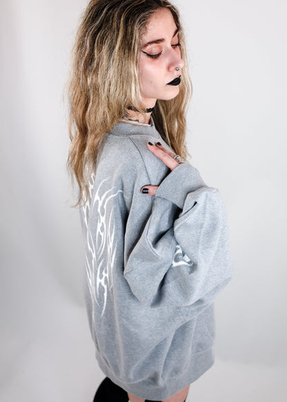 Sweat-Shirt Gris Chiné Design Tribal Dot Pattern