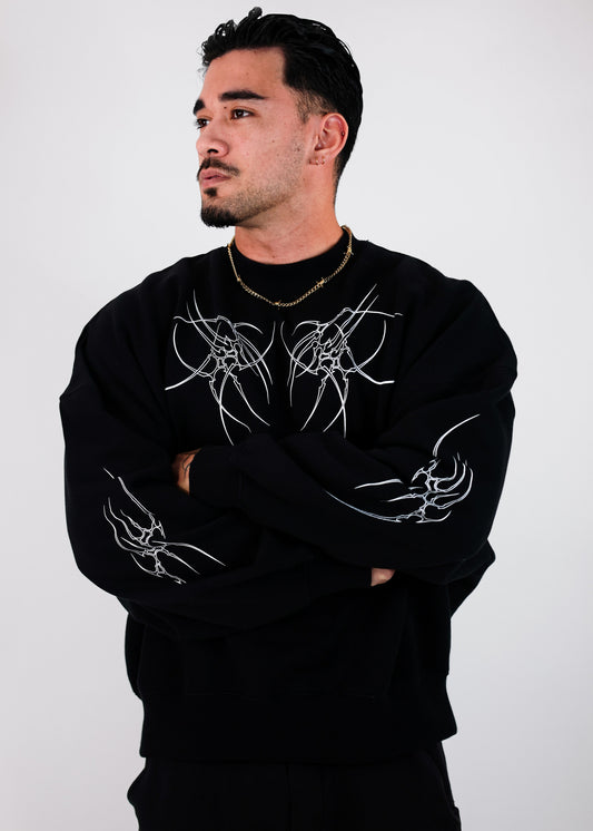 Sweat-Shirt Noir Design Tribal