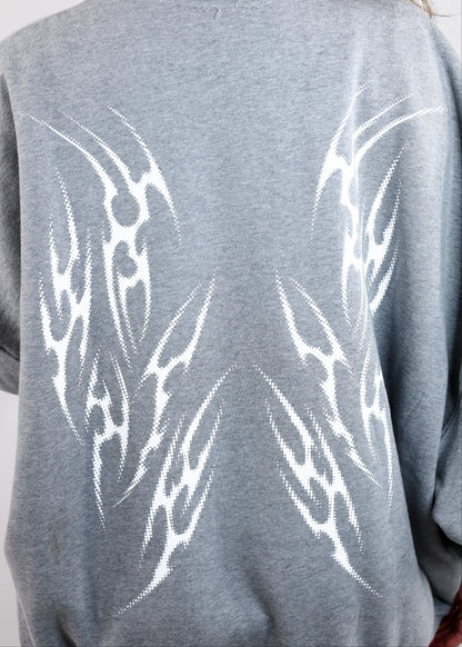 Sweat-Shirt Gris Chiné Design Tribal Dot Pattern
