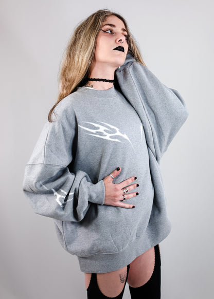 Sweat-Shirt Gris Chiné Design Tribal Dot Pattern