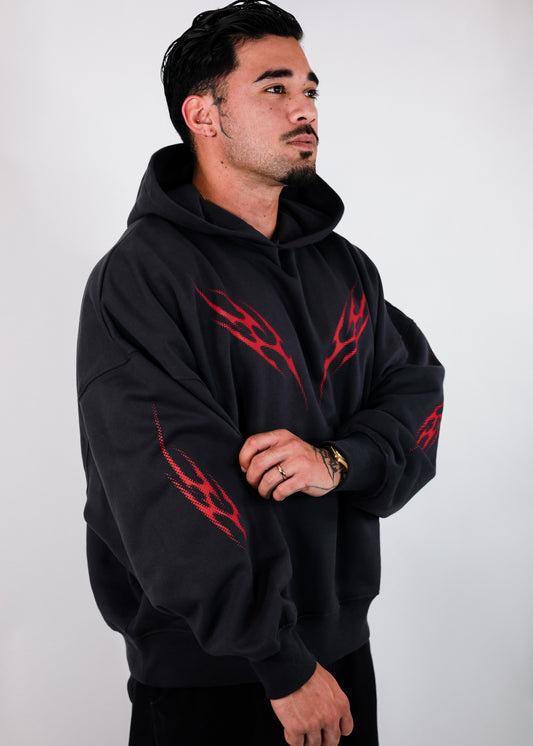 Sweat à Capuche Obsidienne Design Tribal Dot Pattern