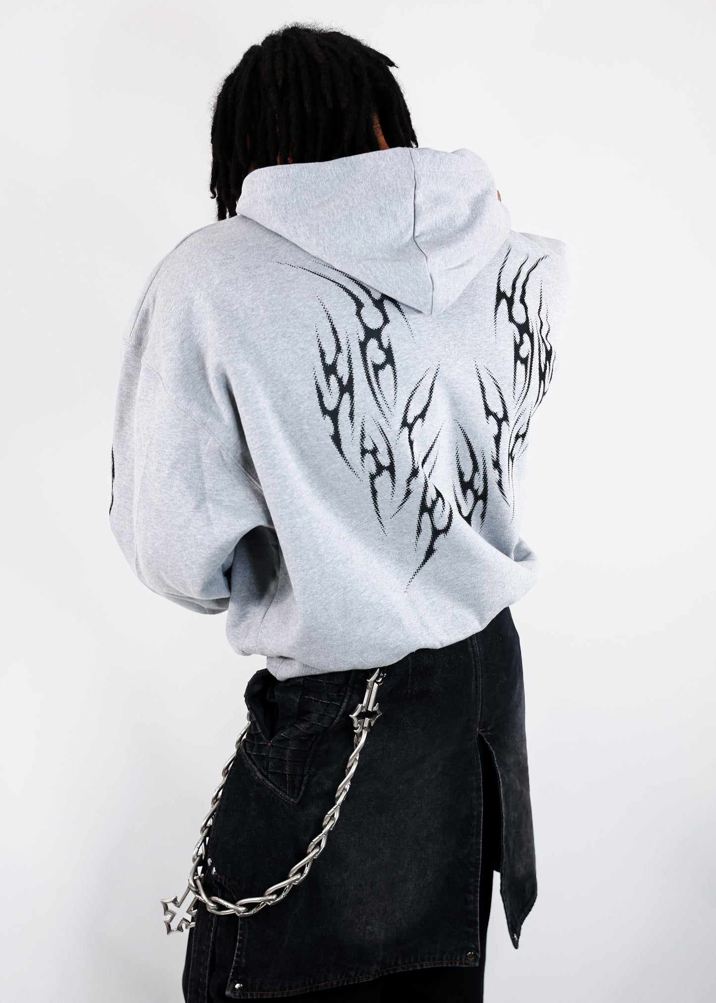 Sweat à Capuche avec fermeture Gris Chiné Design Tribal Dot Pattern