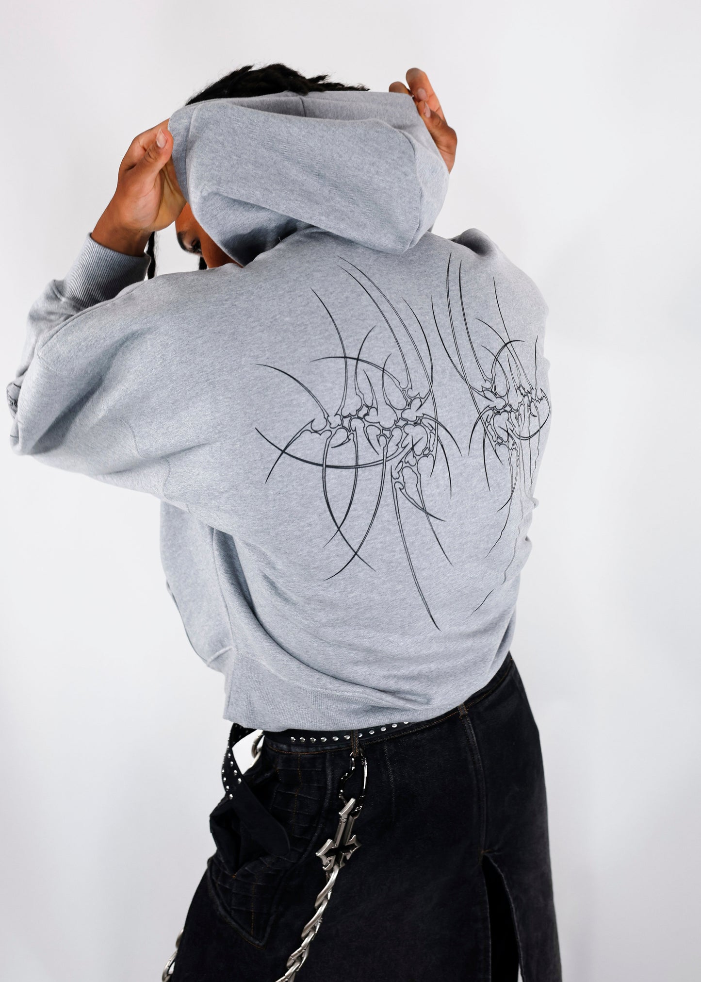 Sweat à capuche Gris Chiné Design Tribal
