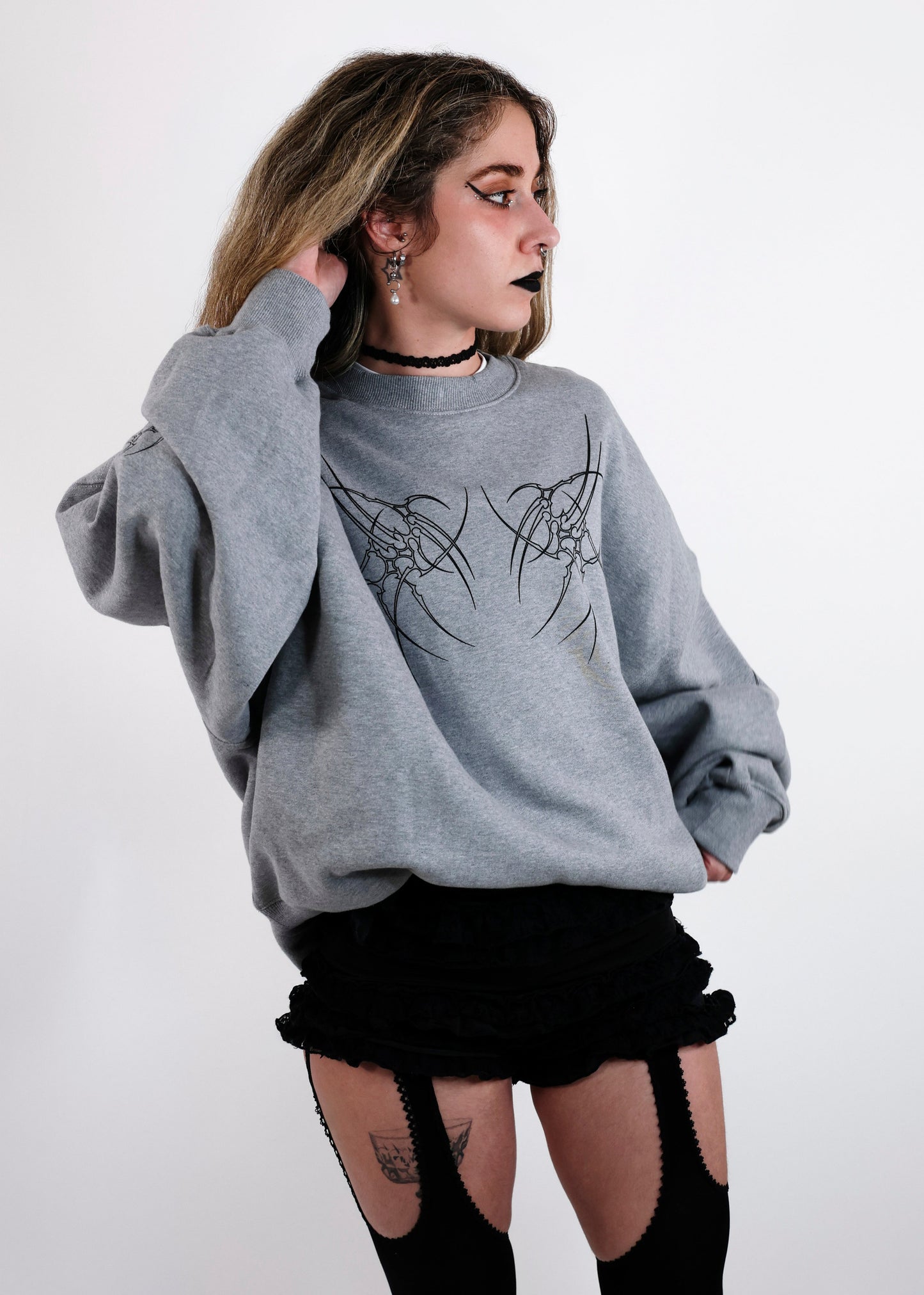 Sweat-Shirt Gris chiné Design Tribal