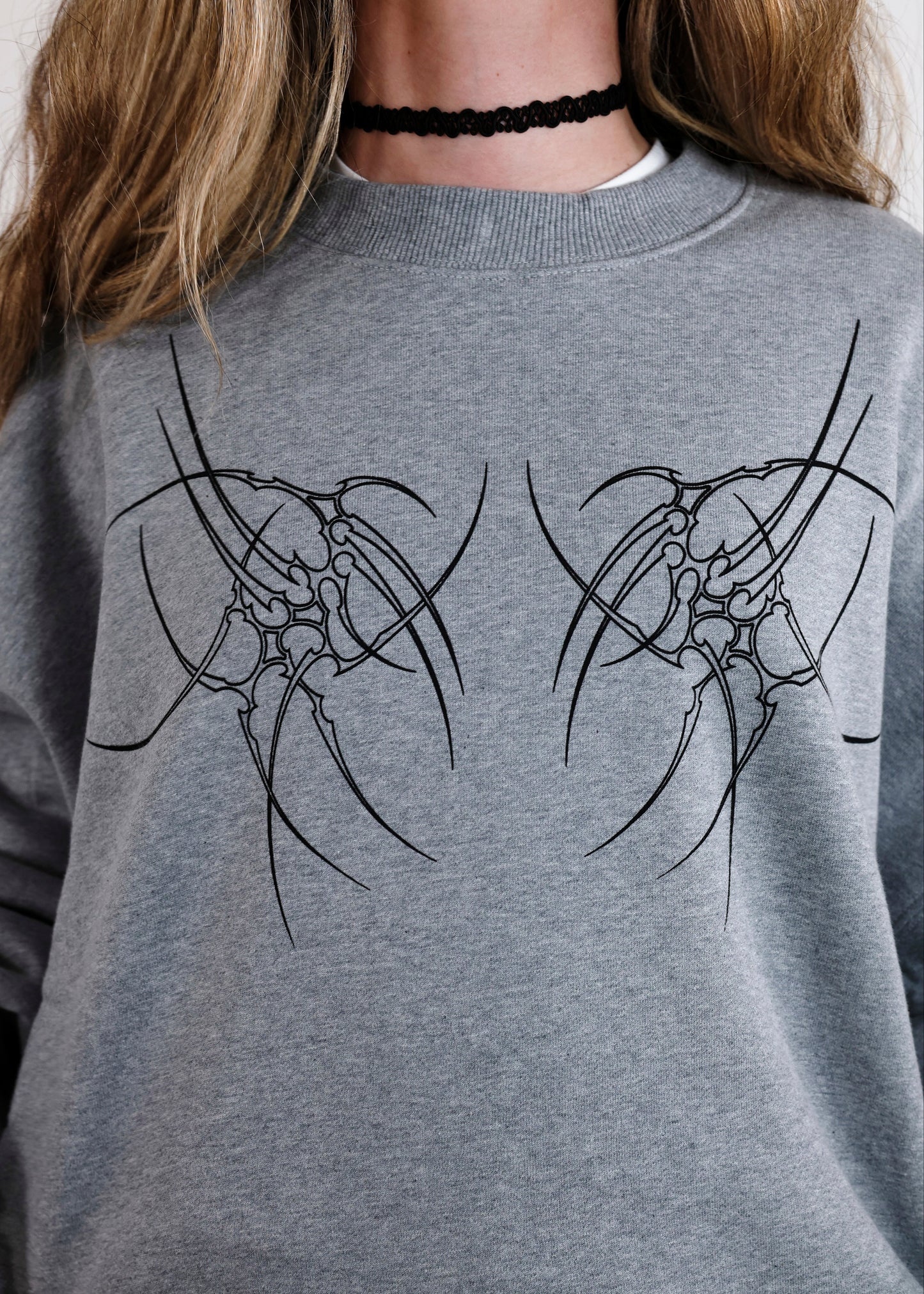 Sweat-Shirt Gris chiné Design Tribal