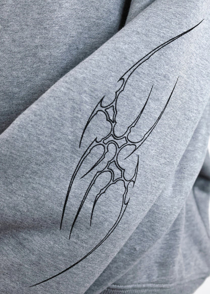 Sweat à capuche Gris Chiné Design Tribal